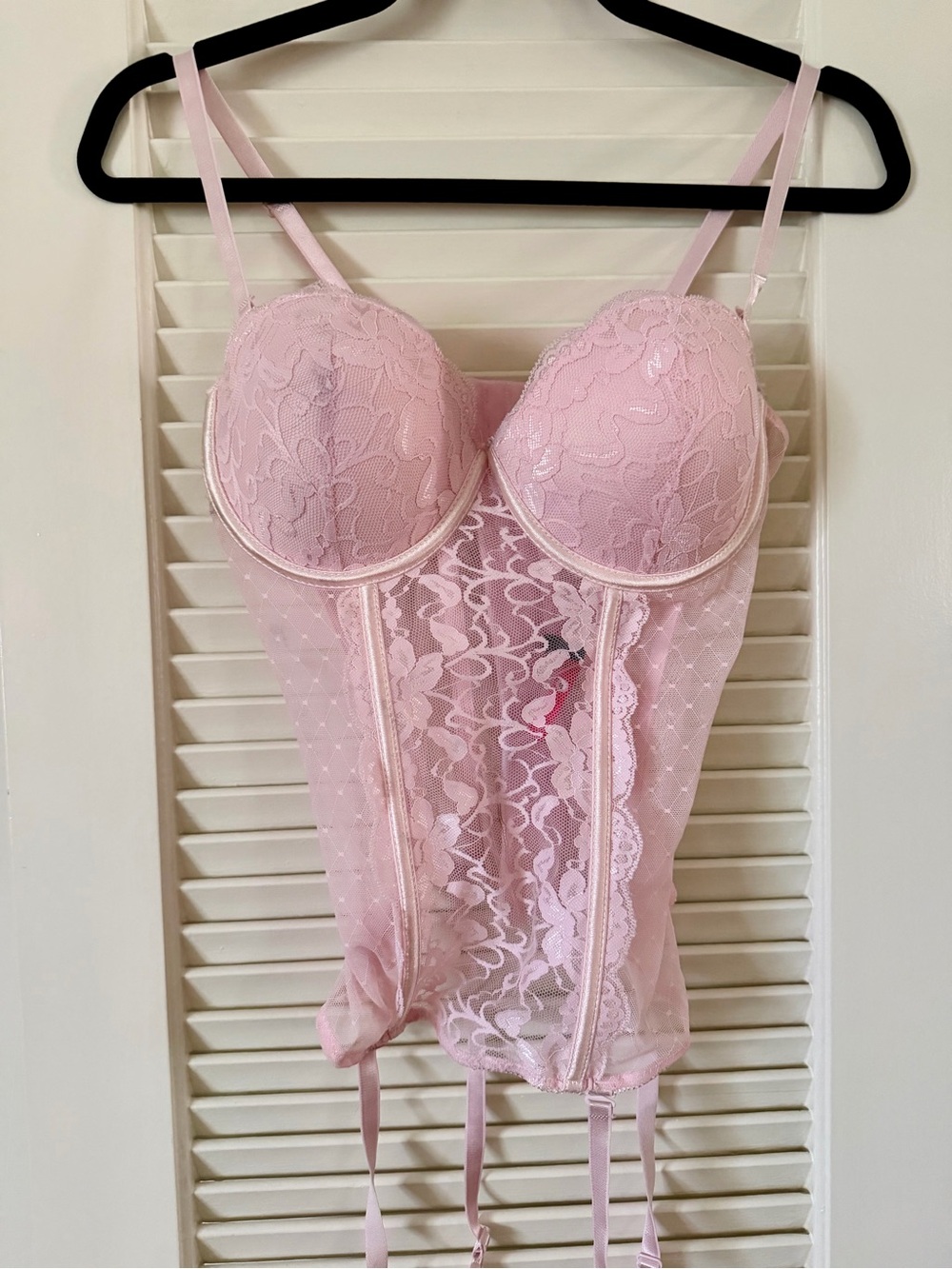 Pink Lace Bustier Corset with Garters - Women Intimates